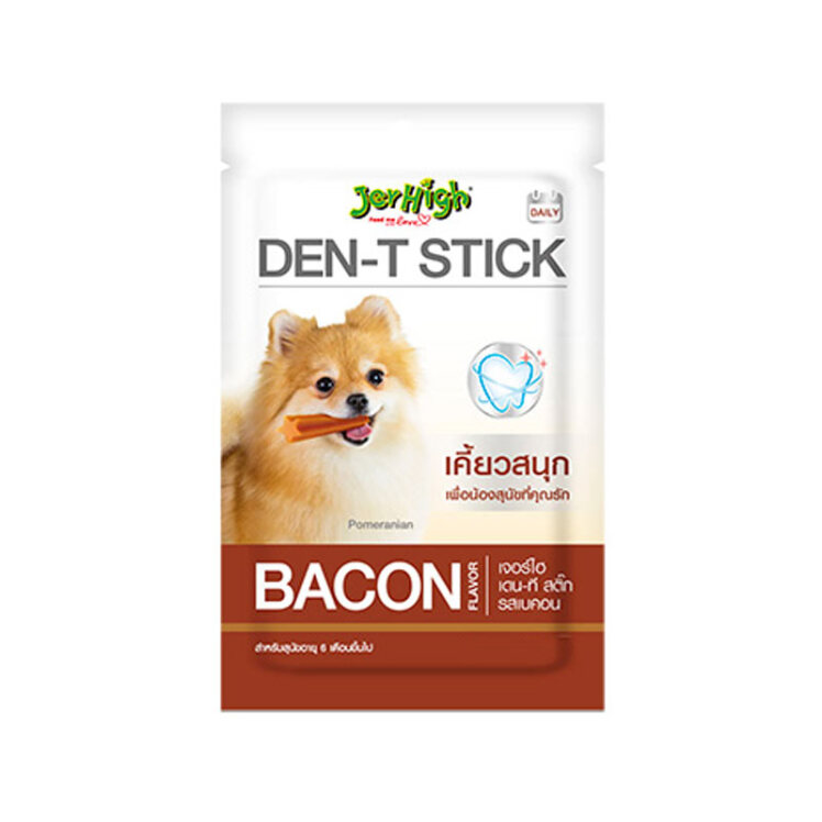 تصویر تشویقی سگ جرهای با طعم بیکن Jerhigh Den-T Bacon وزن 60 گرم