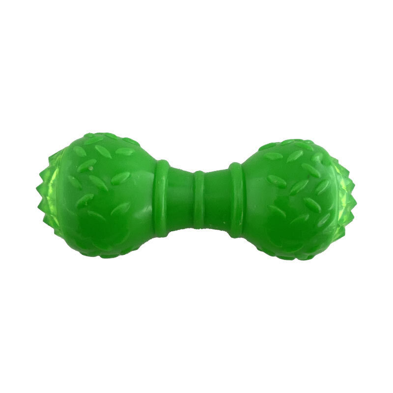  تصویر اسباب بازی دندانی سگ رز پت مدل دمبل چراغ دار رنگ سبز 