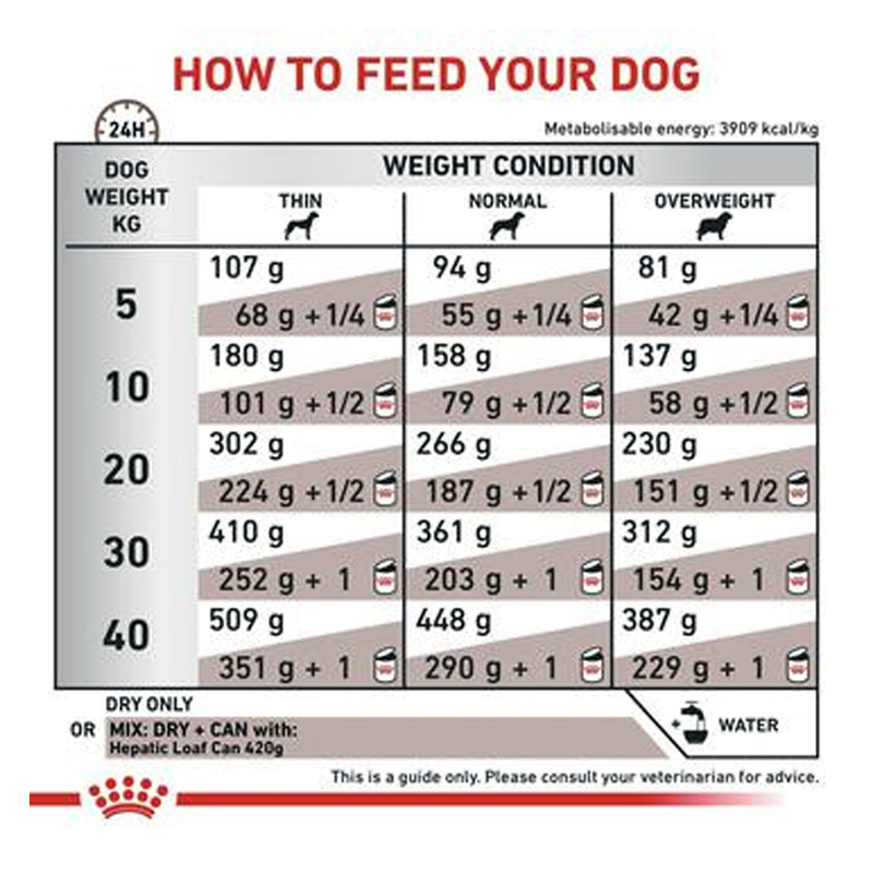  راهنمای تغذیه غذای خشک سگ رویال کنین مدل Hepatic وزن 1.5 کیلوگرم 