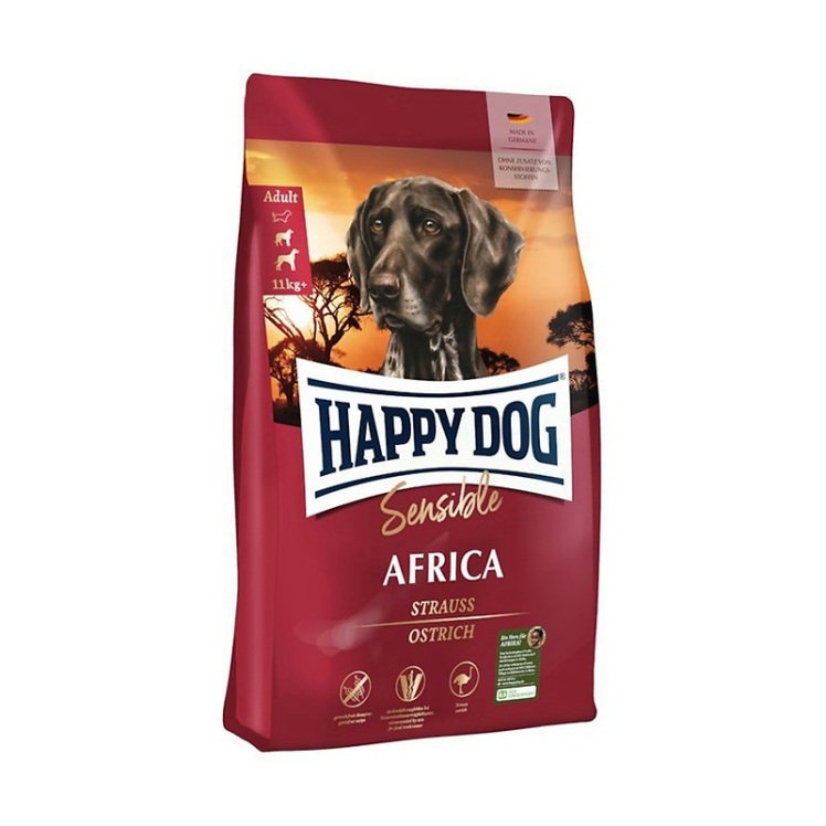تصویر دانه غذای خشک سوپر پرمیوم سگ بالغ هپی داگ Happy Dog Sensible Africa وزن 4 کیلوگرم