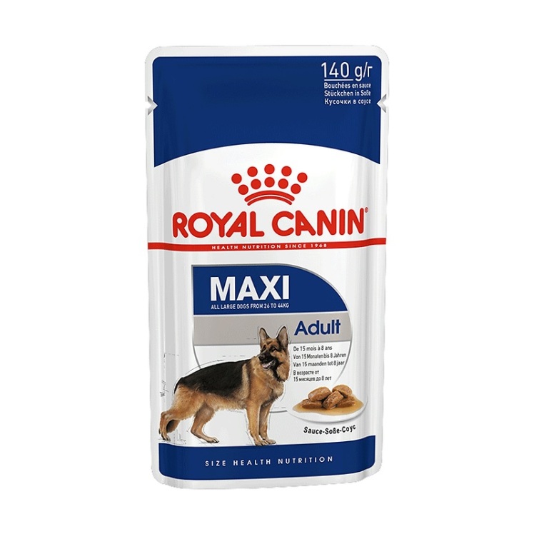 عکس نمونه پوچ سگ بالغ نژاد بزرگ رویال کنین Royal Canin Maxi Adult وزن 140 گرم