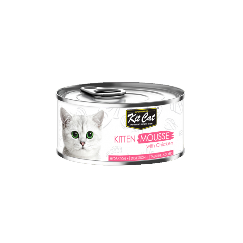  تصویر کنسرو غذا بچه گربه کیت کت با طعم مرغ Kit Cat Kitten Mousse Canned Food With Chicken وزن 80 گرم 
