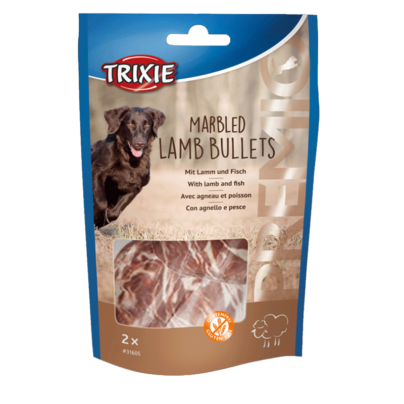  تصویر تشویقی سگ تریکسی مدل Marbled Lamb Bullets با طعم بره و ماهی بسته 2 عددی 