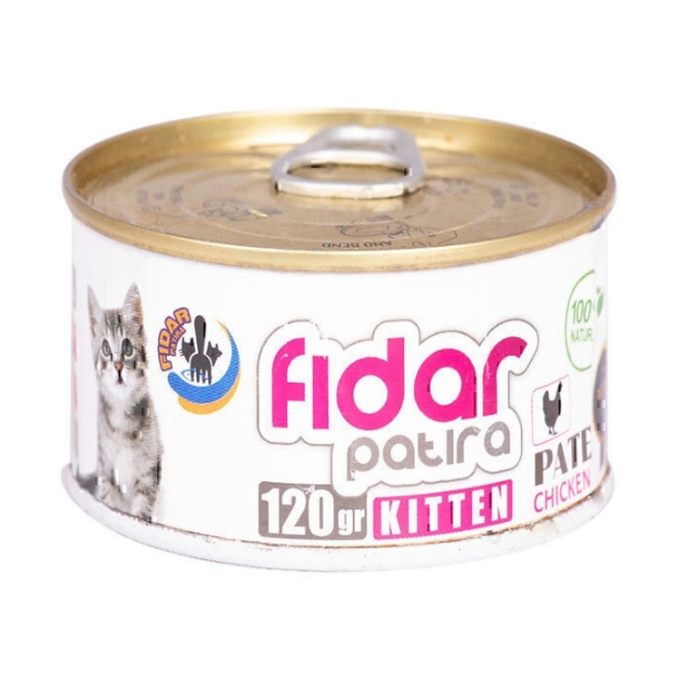 تصویر کنسرو غذای بچه گربه فیدار مدل Kitten Chicken Pate وزن 120 گرم(پشت محصول)