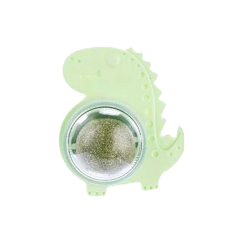 تصویر آبنبات تشویقی طرح دار گربه با طعم کت نیپ Cat Mint Toy Ball وزن 100 گرم طرح دایناسور سبز 
