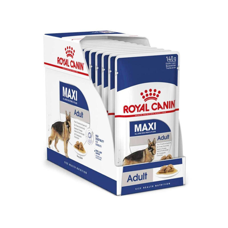  عکس پک پوچ سگ بالغ نژاد بزرگ رویال کنین Royal Canin Maxi Adult وزن 140 گرم 