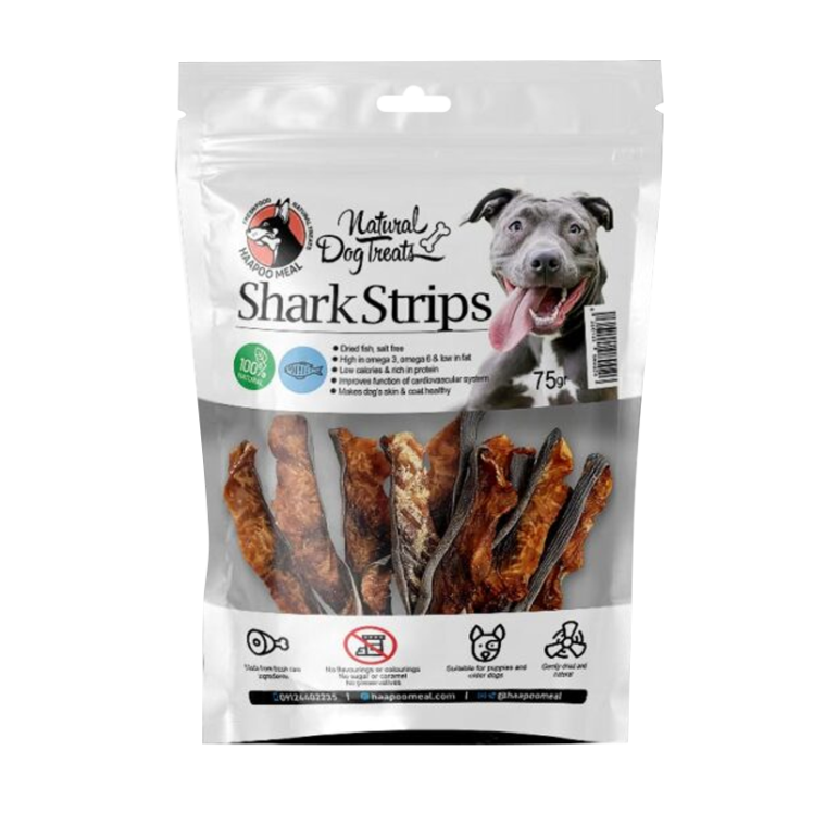 عکس بسته بندی تشویقی سگ هاپومیل مدل Shark Sripes وزن 75 گرم