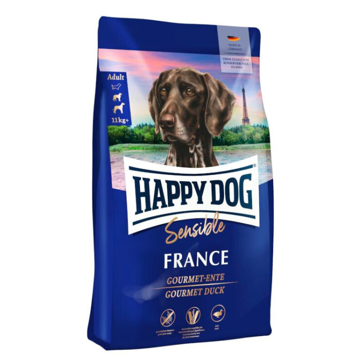 تصویر غذای خشک سوپر پرمیوم سگ بالغ هپی داگ Happy Dog Sensible France وزن 4 کیلوگرم از نمای رو به رو