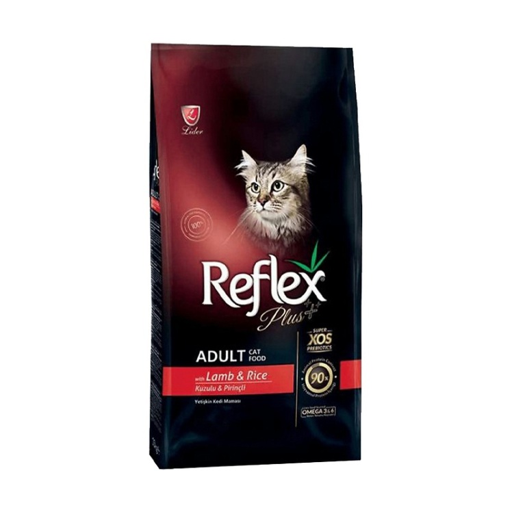 تصویر دانه غذای خشک گربه با طعم بره و برنج رفلکس پلاس Reflex Plus Adult Lamb & Riceوزن 15 کیلوگرم