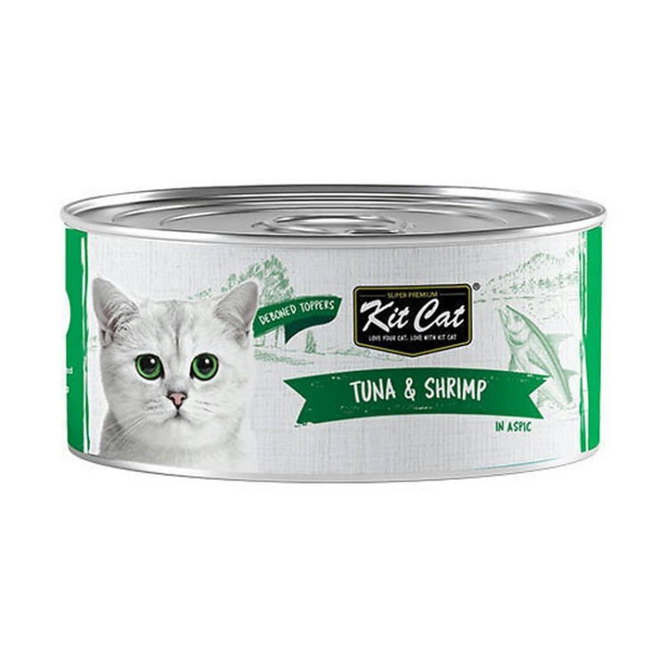 تصویر کنسرو غذای گربه کیت کت با طعم ماهی تن و میگو KitCat Tuna & Shrimp وزن 80 گرم