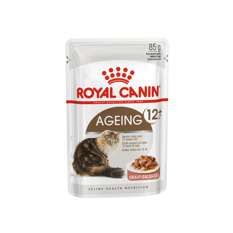  تصویر پوچ گربه مسن رویال کنین در سس گوشت Royal Canin Cat Ageing in Gravy وزن 85 گرم 