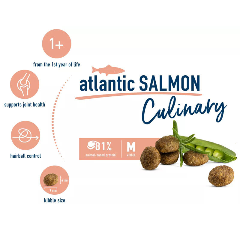  تصویر ترکیبات غذای خشک گربه هپی کت با طعم سالمون Happy Cat Culinary Atlantic Salmon وزن 4 کیلوگرم 