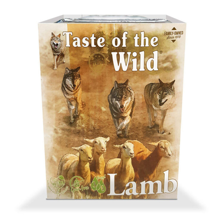 تصویر کنسرو سگ بره با میوه و سبزیجات تیست آف د وایلد از رو به رو