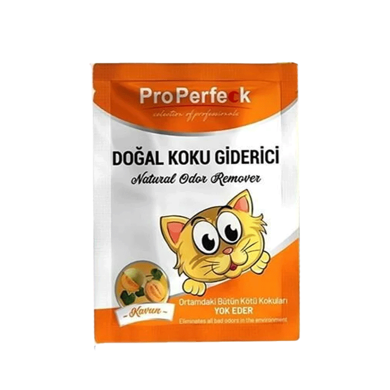بوگیر خاک گربه پروپرفک با رایحه طالبی ProPerfeck Melon Scented Odor Remover وزن 25 گرم از نمای رو به رو