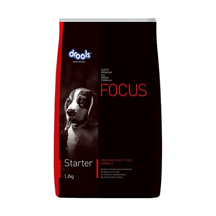 عکس پشت بسته بندی غذای خشک سگ درولز مدل Focus Starter وزن 1.2 کیلوگرم