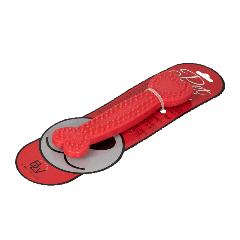  تصویر نمای بغل اسباب بازی دندانی سگ هپی پت مدل زئوس سایز M رنگ قرمز 