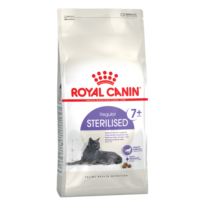  تصویر غذای خشک گربه مسن عقیم شده رویال کنین Royal Canin Regular Sterilised وزن 1.5 کیلوگرم از نمای رو به رو 