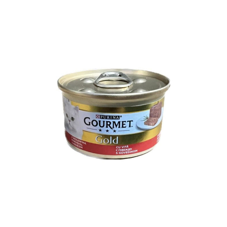 تصویر کنسرو غذای گربه گورمت Gourmet Gold Beef Savoury Cake وزن ۸۵ گرم