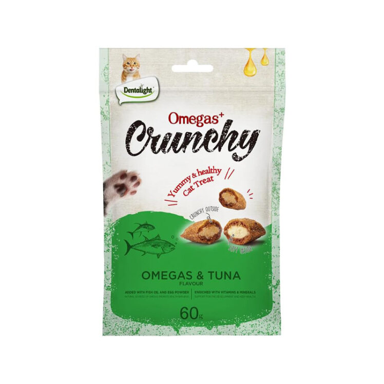 تصویر تشویقی مغزدار گربه دنتالایت با طعم ماهی تن Dentalight Crunchy Cat Treat With Tunaوزن 60 گرم