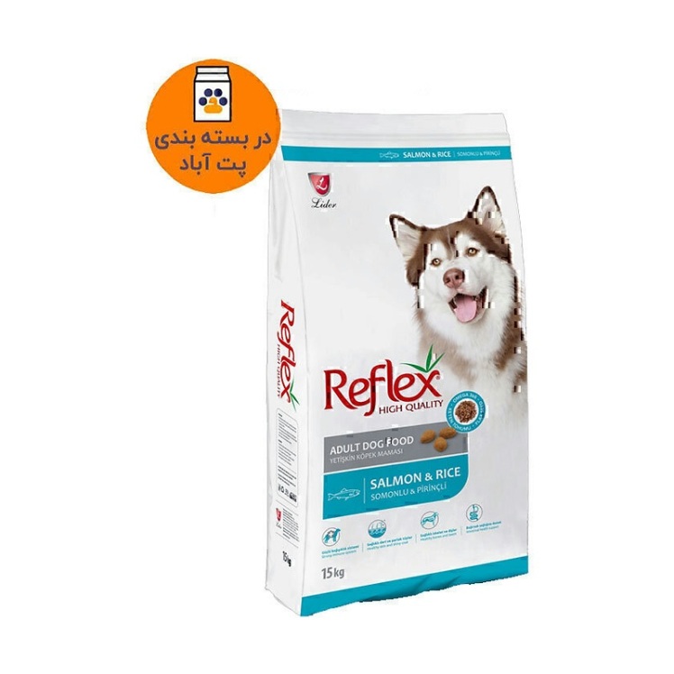 عکس دانه غذای خشک سگ با طعم سالمون و برنج رفلکس Reflex Adult Salmon & Rice وزن 1 کیلوگرم