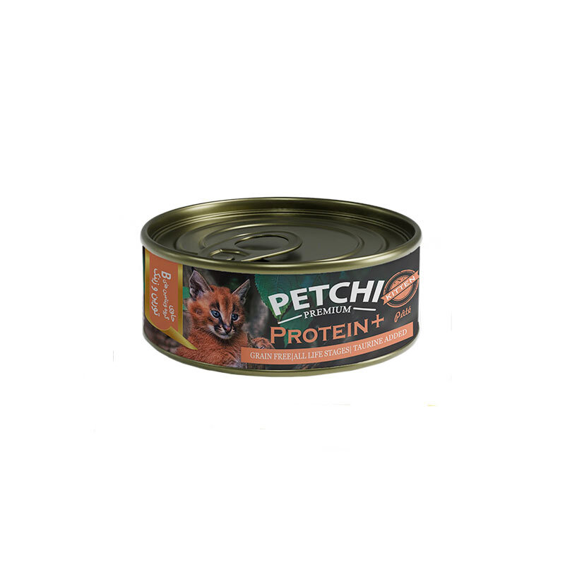  تصویر کنسرو غذای بچه گربه پتچی Petchi Protein Plus وزن 120 گرم 
