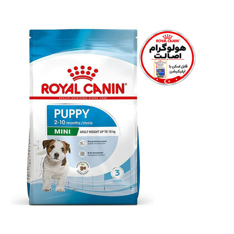 عکس بسته‌بندی قدیم و جدید غذای خشک توله سگ رویال کنین مدل Royal Canin Mini Puppy وزن 2 کیلوگرم