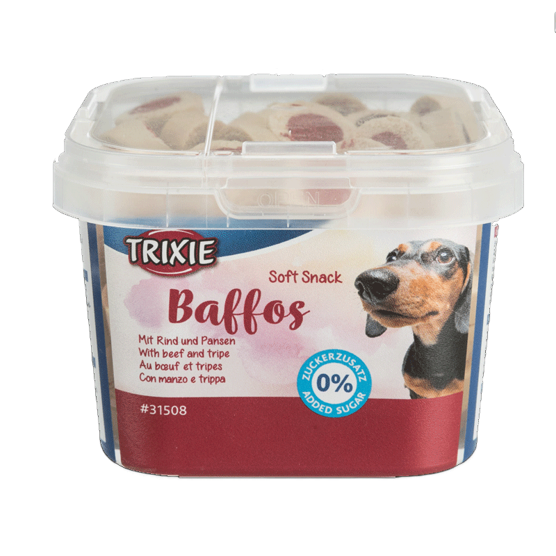  تصویر تشویقی سگ تریکسی مدل Baffos با طعم گوشت و سیرابی وزن 140 گرم 