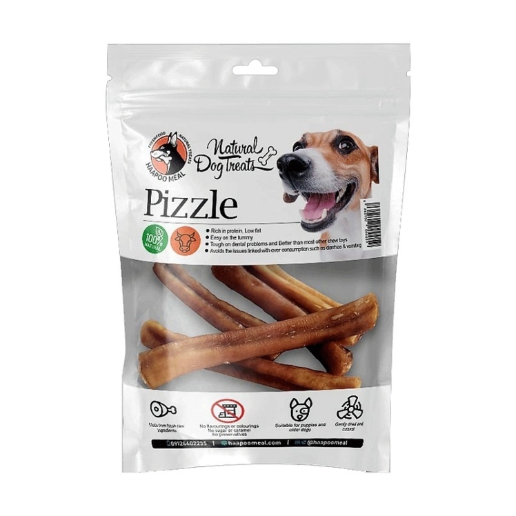 تصویر محتویات تشویقی سگ هاپومیل مدل Pizzle وزن 100 گرم