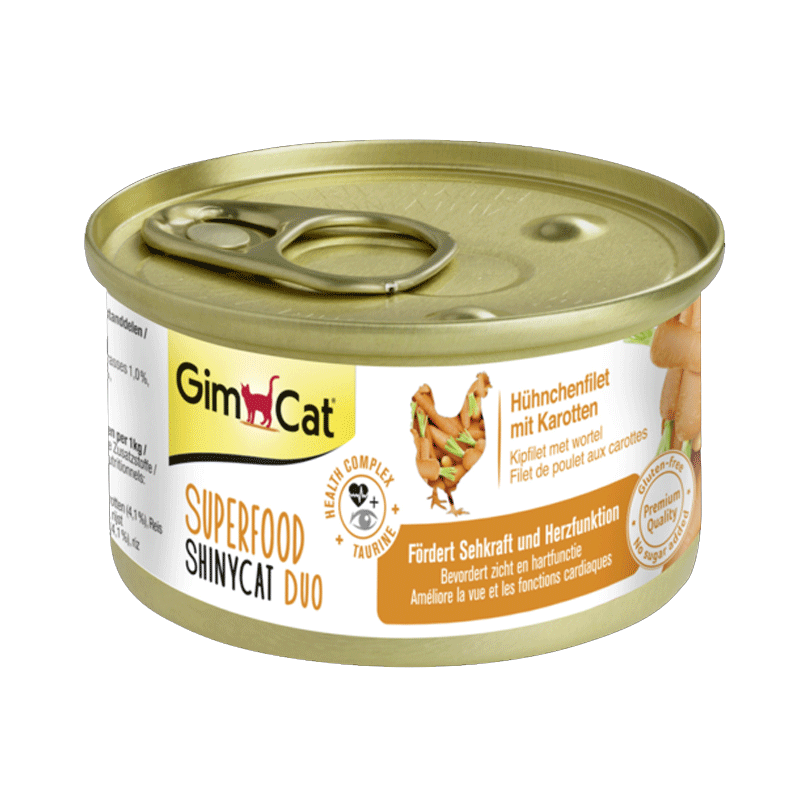 تصویر کنسرو غذای گربه جیم‌ کت مدل Chicken Fillet and Carrot وزن 70 گرم