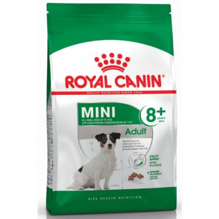 تصویر غذای خشک سگ رویال کنین +8 Royal Canin Mini Adult وزن 2 کیلوگرم از نمای رو به رو