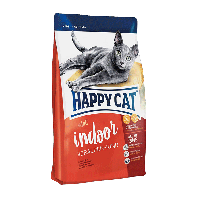  تصویر غذای خشک گربه هپی کت مدل Adult Indoor Voralpen-Rind وزن 10 کیلوگرم 