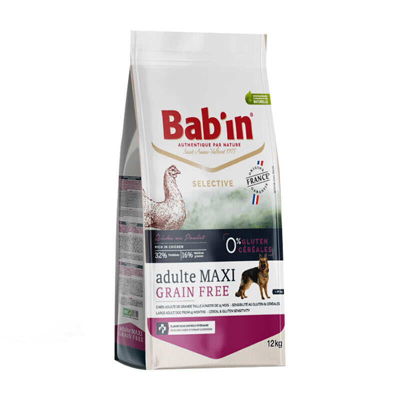  تصویر غذای خشک سگ بابین Babin Maxi Adult Grain Free وزن 12 کیلوگرم 