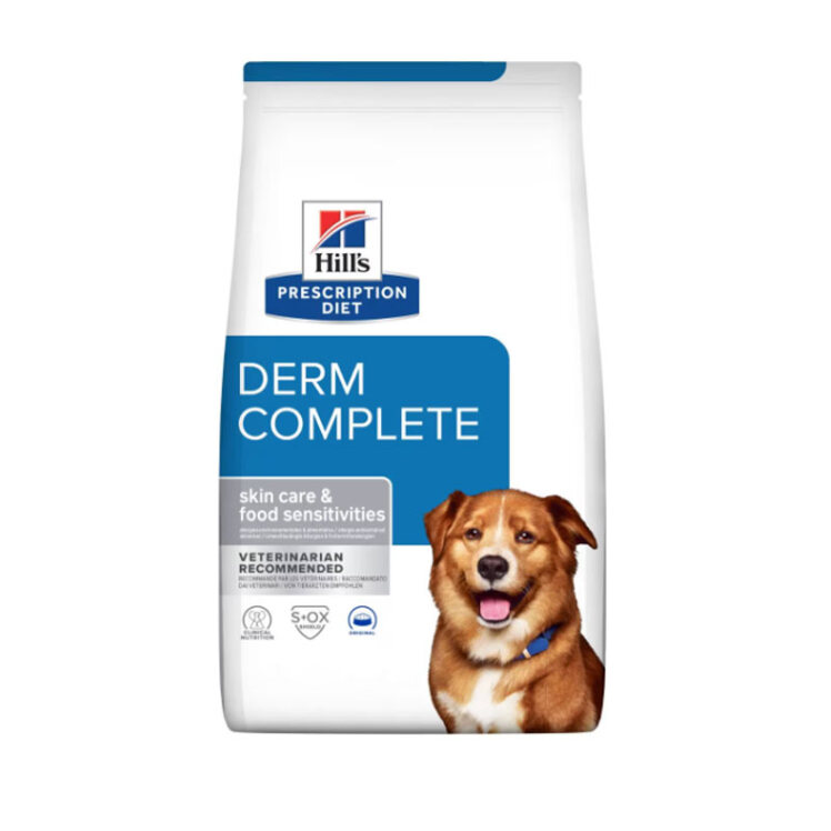 تصویر غذای خشک درمانی سگ نژاد متوسط هیلز مناسب حساسیت غذایی و پوستی Hill's Derm Dog Food وزن 12 کیلوگرم