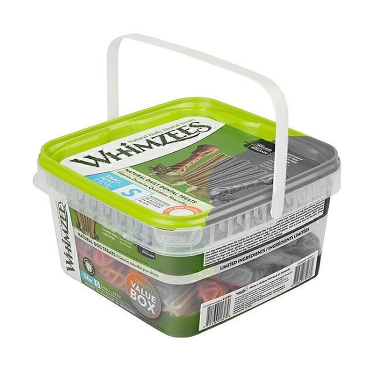 تصویر محتویات تشویقی سگ نژاد کوچک ویمزیس Whimzees Value Box Small بسته 56 عددی