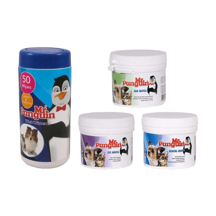 عکس بسته بندی دستمال مرطوب مستر پنگوئین مدل Wet Wipe بسته 50 عددی 