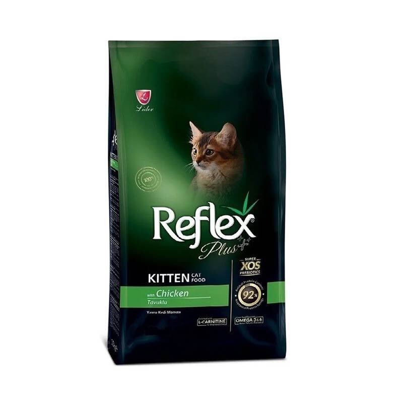  عکس بسته بندی غذای خشک بچه گربه رفلکس پلاس Reflex Plus Chicken Kitten وزن 15 کیلوگرم 