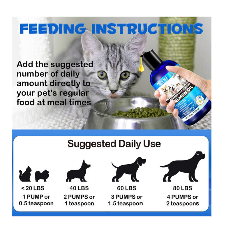  تصویر 3 روغن سالمون اویمال برای گربه و سگ Oimmal Salmon Oil For Dogs And Cats 