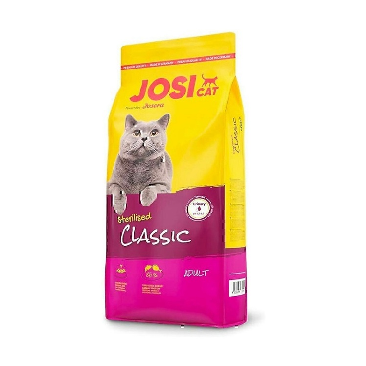 عکس راهنمای تغذیه غذای خشک گربه جوسرا کلاسیک عقیم شده Josera Josi Cat Classic وزن 1.9 کیلوگرم
