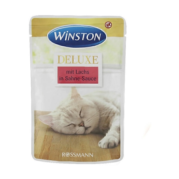 تصویر 2 پوچ گربه وینستون با طعم ماهی سالمون در سس خامه Winston Deluxe Salmon in Cream Sauce وزن 85 گرم