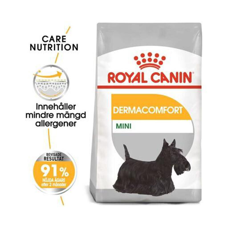  تصویر توضیحات غذای خشک سگ درما کامفورت رویال کنین Royal Canin DermaComfort Mini وزن 1 کیلوگرم 