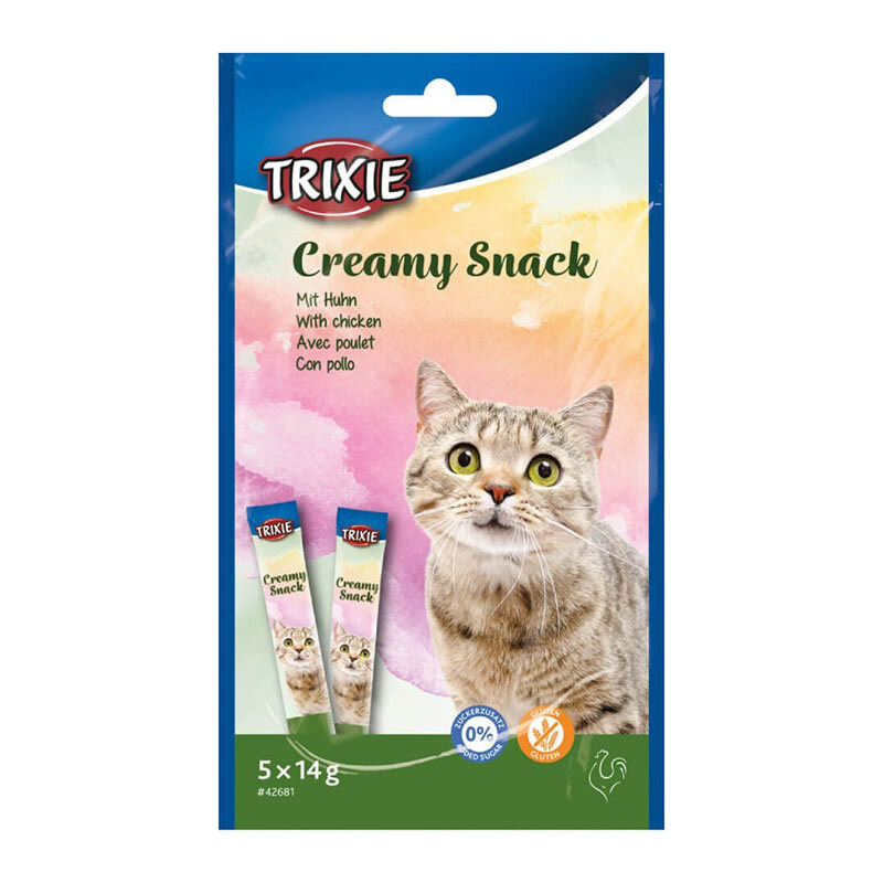  عکس بستنی گربه تریکسی با طعم مرغ Trixie Cat Creamy Snack With Chicken بسته 5 عددی 