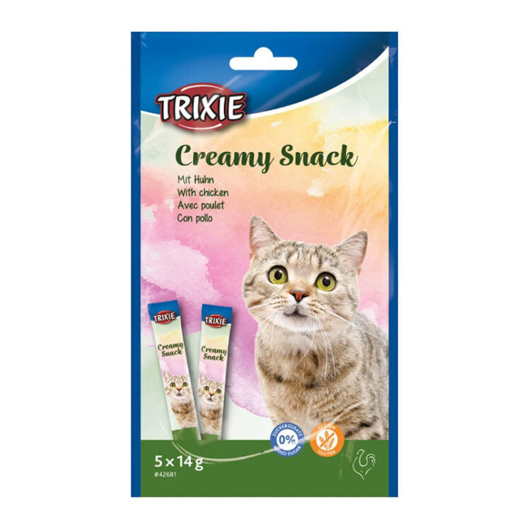 عکس بستنی گربه تریکسی با طعم مرغ Trixie Cat Creamy Snack With Chicken بسته 5 عددی