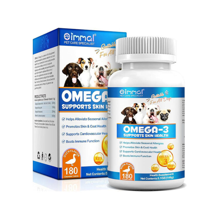 عکس قرص امگا 3 سگ اویمال با طعم اردک Oimmal Omega-3 Dog Pill بسته 180 عددی