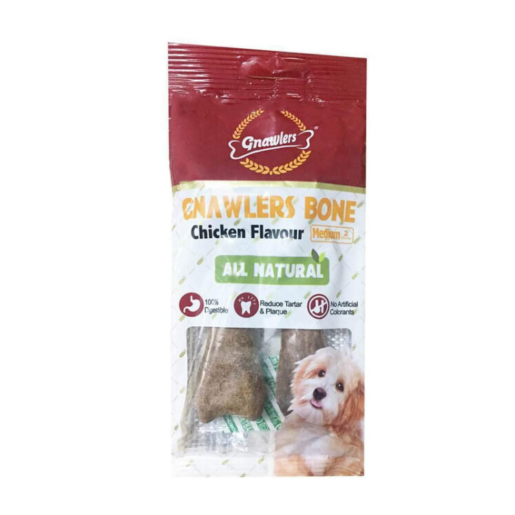 تصویر استخوان تشویقی راهاید مغز دار با طعم مرغ گناولرز Gnawlers Bone With Chicken Flavour بسته 2 عددی