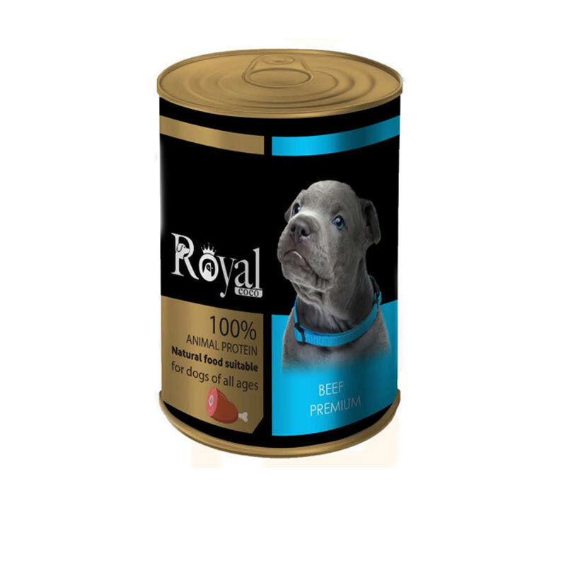  تصویر کنسرو پته سگ رویال کوکو با طعم گوشت گاو Royal Coco Beef Dog Food وزن 380 گرم 