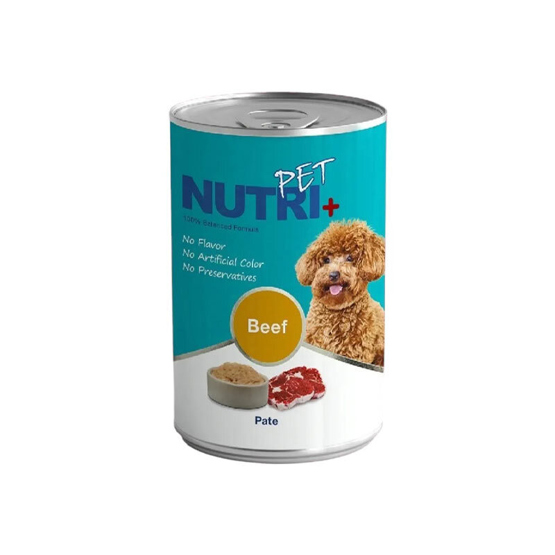  عکس کنسرو سگ نوتری پته با طعم گوشت گاو Nutri Pet Pate with Beef وزن 425 گرم 