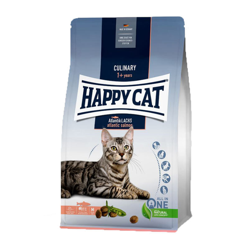  تصویر غذای خشک گربه هپی کت با طعم سالمون Happy Cat Culinary Atlantic Salmon وزن 4 کیلوگرم از نمای رو به رو 