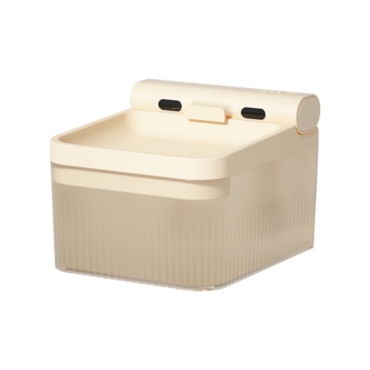 تصویر آبخوری هوشمند بی‌سیم سنسوردار گربه و سگ راینو رنگ کرم