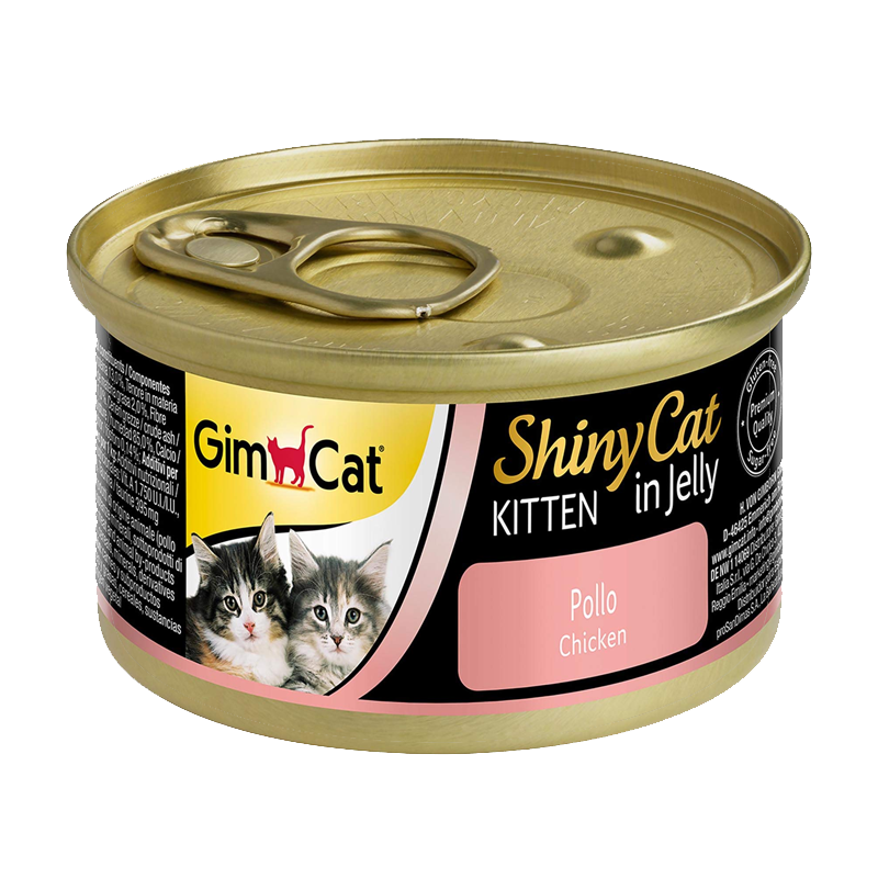  عکس بسته بندی کنسرو غذای بچه گربه جیم‌ کت مدل Kitten Chicken وزن 70 گرم 