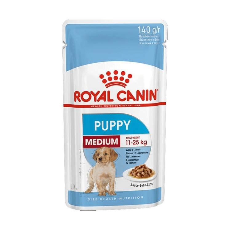 تصویر ویژگیهای پوچ توله سگ رویال کنین مدل Royal Canin Medium Puppy وزن 140 گرم